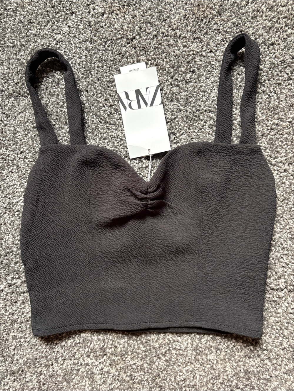 Zara Black Textured Cropped Tank